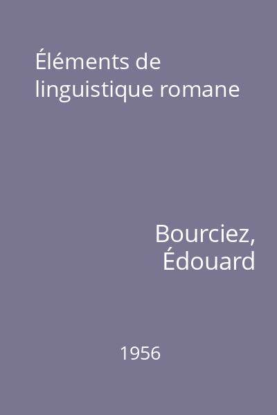 Éléments de linguistique romane