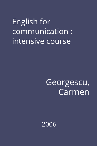 English for communication : intensive course