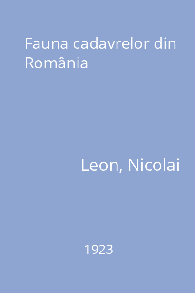 Fauna cadavrelor din România