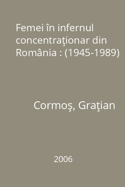 Femei în infernul concentraţionar din România : (1945-1989)