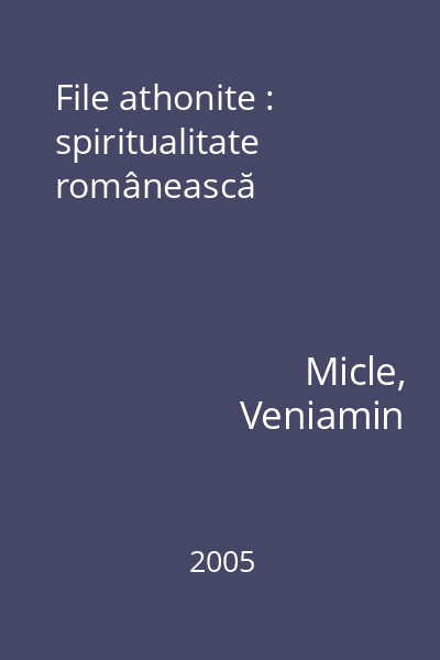 File athonite : spiritualitate românească