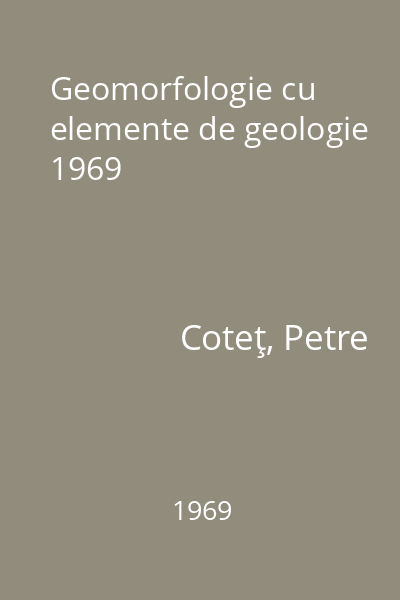 Geomorfologie cu elemente de geologie 1969