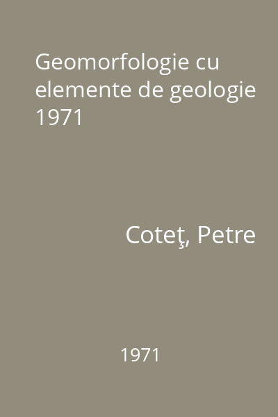 Geomorfologie cu elemente de geologie 1971