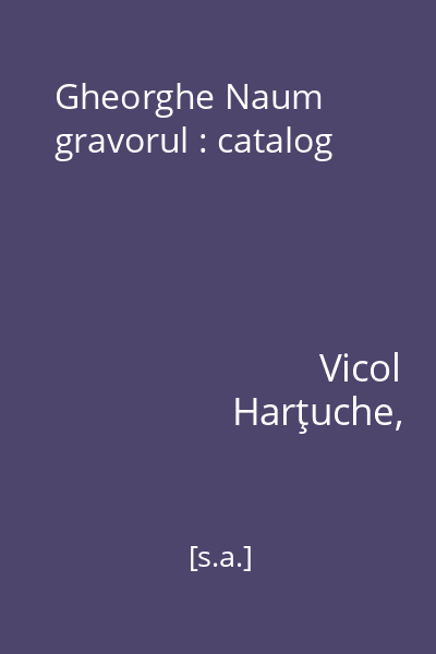 Gheorghe Naum gravorul : catalog
