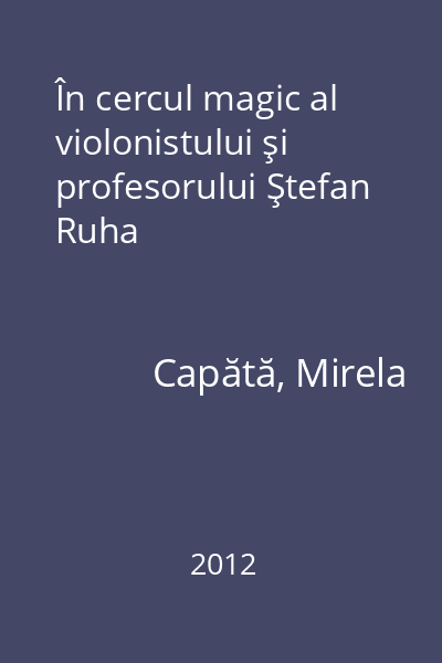 În cercul magic al violonistului şi profesorului Ştefan Ruha