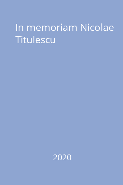 In memoriam Nicolae Titulescu