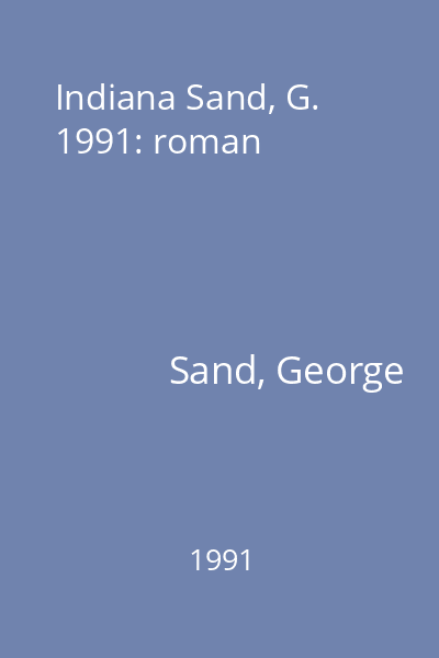 Indiana Sand, G. 1991: roman