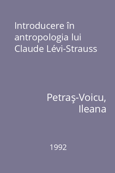Introducere în antropologia lui Claude Lévi-Strauss