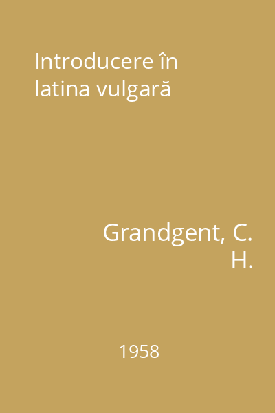 Introducere în latina vulgară