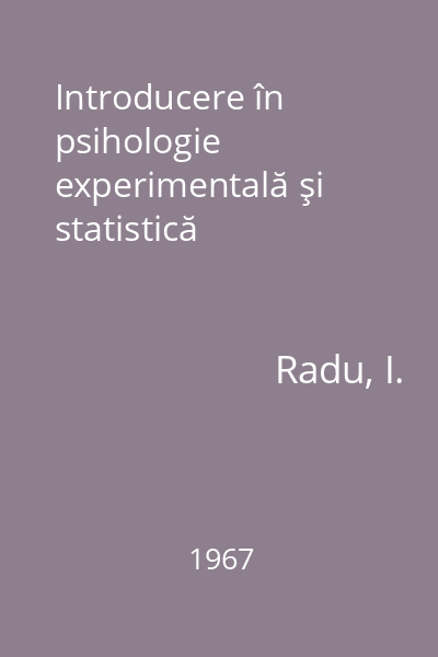 Introducere în psihologie experimentală şi statistică