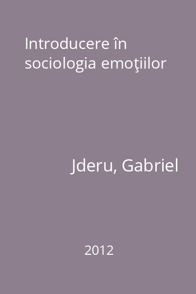Introducere în sociologia emoţiilor