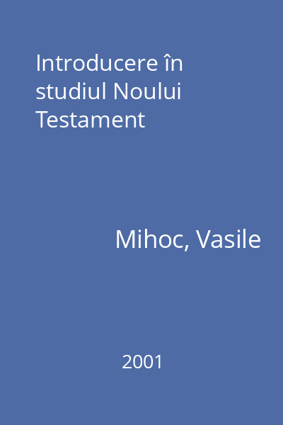 Introducere în studiul Noului Testament