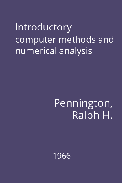 Introductory computer methods and numerical analysis