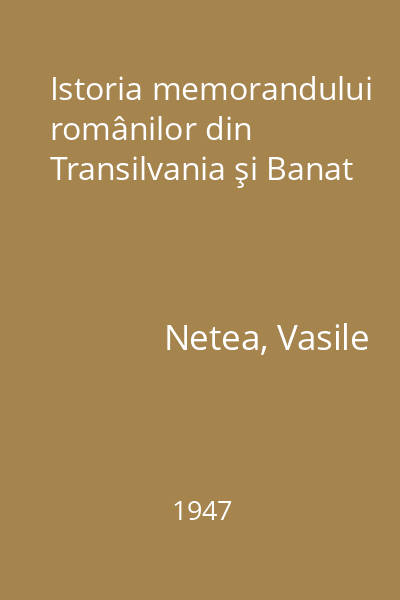 Istoria memorandului românilor din Transilvania şi Banat