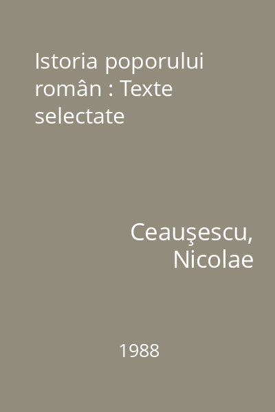 Istoria poporului român : Texte selectate