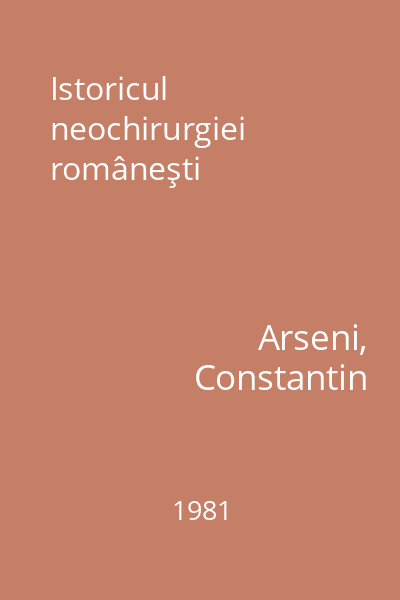 Istoricul neochirurgiei româneşti
