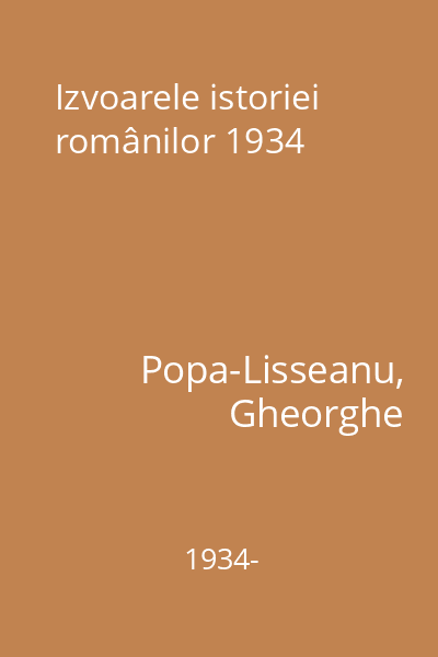 Izvoarele istoriei românilor 1934