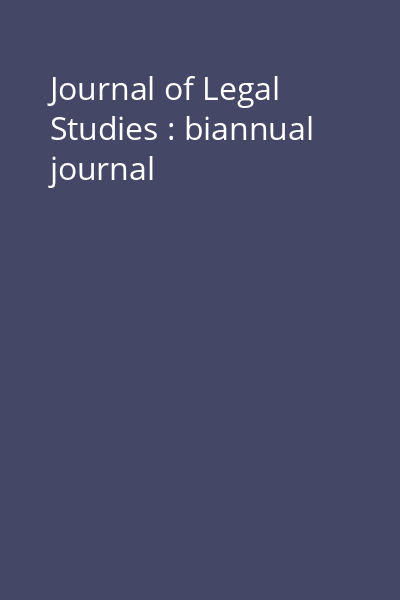 Journal of Legal Studies : biannual journal