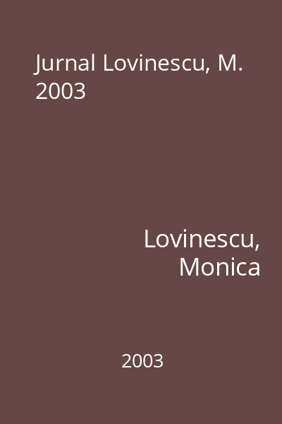 Jurnal Lovinescu, M. 2003