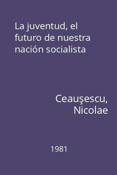La juventud, el futuro de nuestra nación socialista