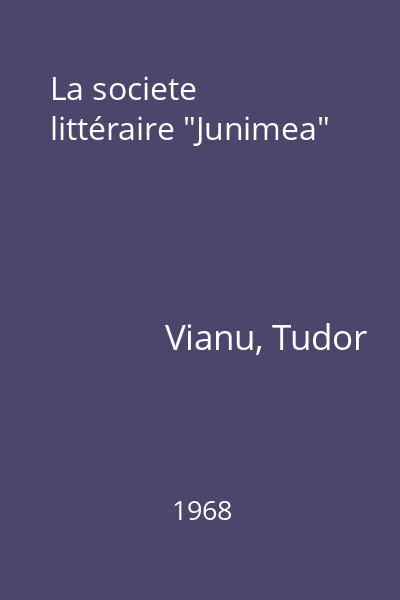 La societe littéraire "Junimea"