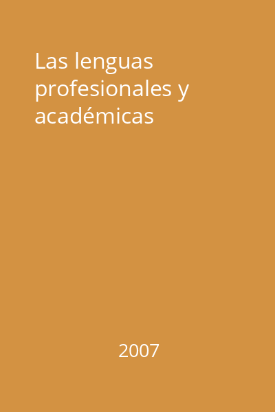 Las lenguas profesionales y académicas
