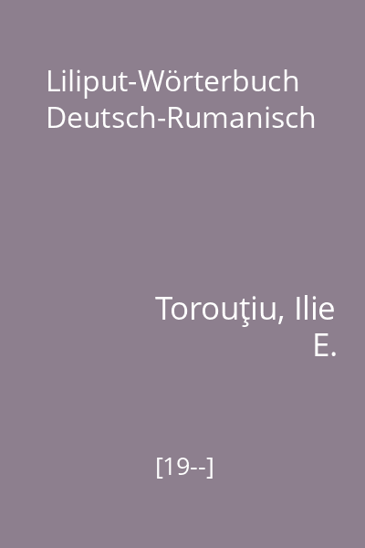 Liliput-Wörterbuch Deutsch-Rumanisch