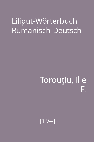Liliput-Wörterbuch Rumanisch-Deutsch