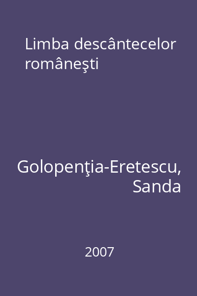 Limba descântecelor româneşti