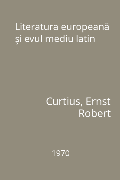 Literatura europeană şi evul mediu latin