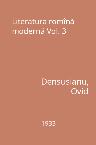 Literatura romînă modernă Vol. 3
