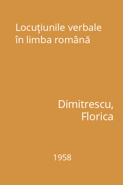 Locuţiunile verbale în limba română