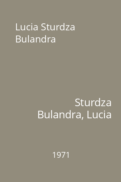 Lucia Sturdza Bulandra