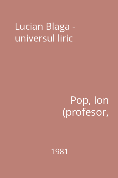 Lucian Blaga - universul liric
