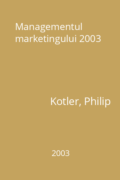 Managementul marketingului 2003