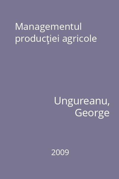 Managementul producţiei agricole