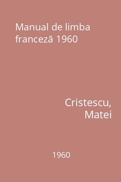 Manual de limba franceză 1960
