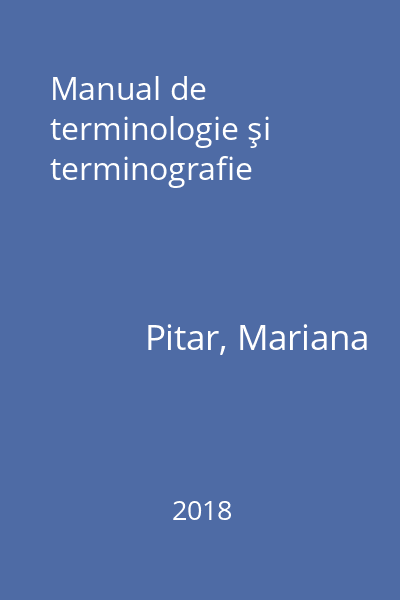 Manual de terminologie şi terminografie