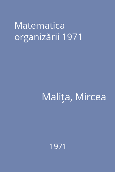 Matematica organizării 1971