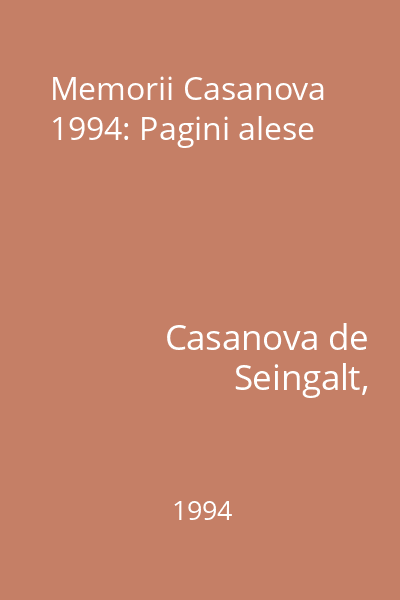 Memorii Casanova 1994: Pagini alese
