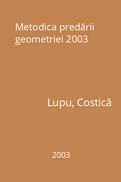 Metodica predării geometriei 2003