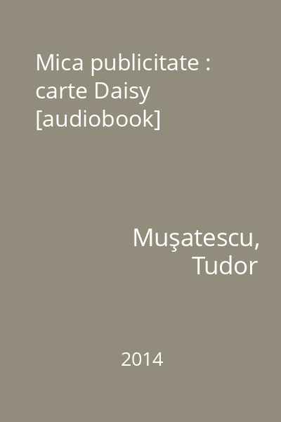 Mica publicitate : carte Daisy [audiobook]