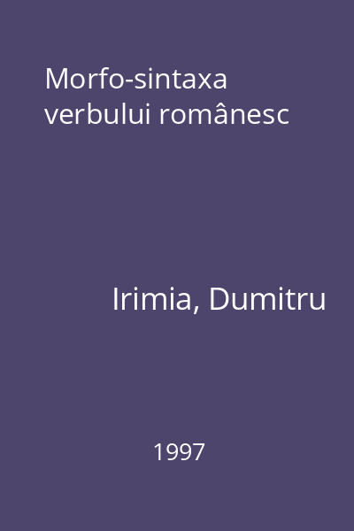 Morfo-sintaxa verbului românesc