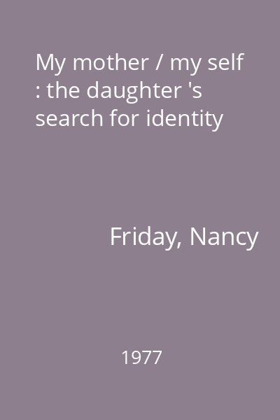 My mother / my self : the daughter 's search for identity