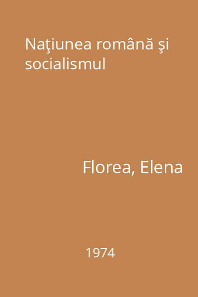 Naţiunea română şi socialismul