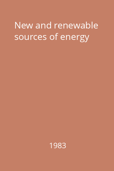 New and renewable sources of energy