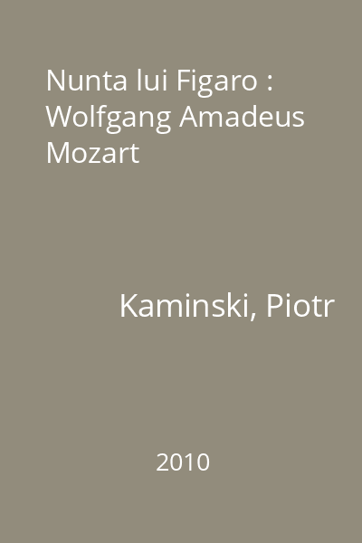 Nunta lui Figaro : Wolfgang Amadeus Mozart