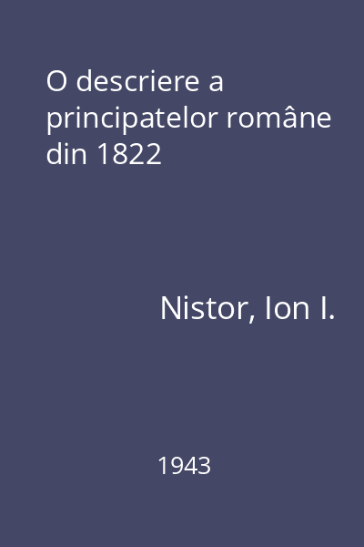 O descriere a principatelor române din 1822