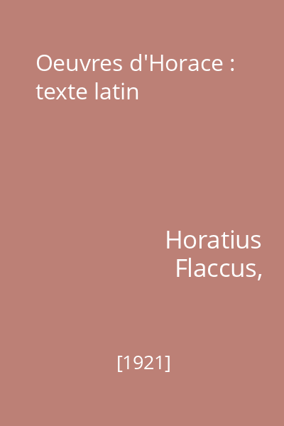 Oeuvres d'Horace : texte latin