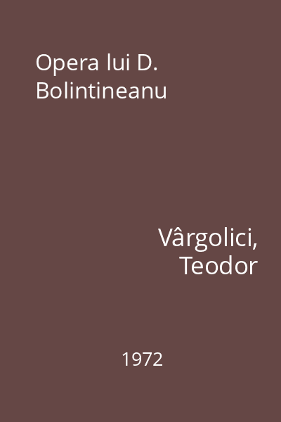 Opera lui D. Bolintineanu
